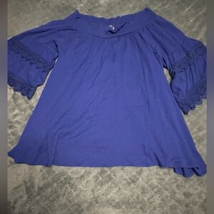 Easel Royal Blue Off Shoulder Top  Medium